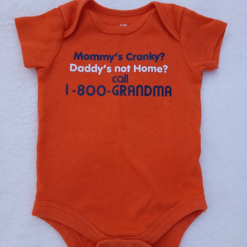 Orange Unisex Baby Onesie Size 3-6 mos.